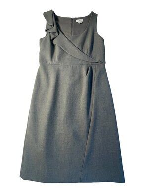 LOFT Gray Ruffle Sheath Dress Size 6 Work Office Stretch